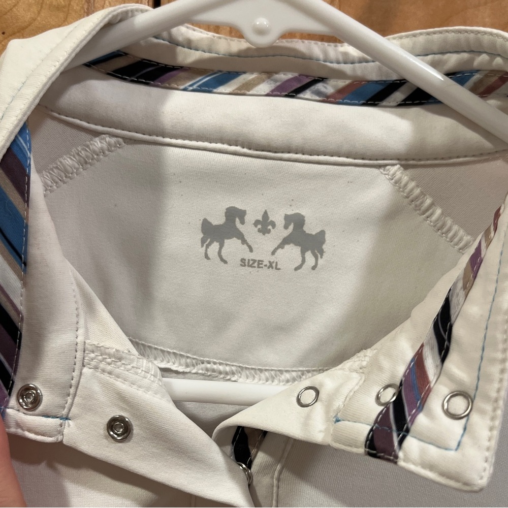 RJ Classics White Equestrian Show Shirt, Long Sleeve Horse Show Shirt, Girls XL - Picture 3 of 4